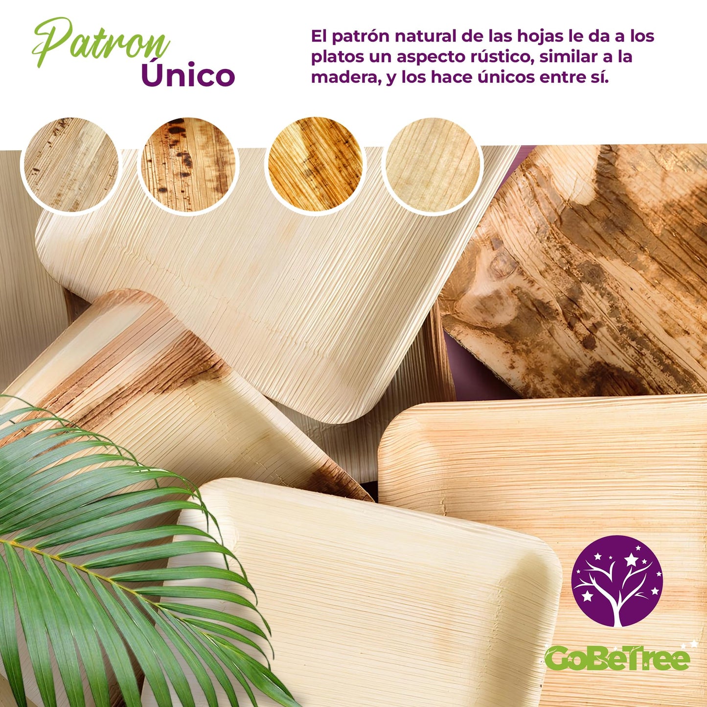 Eco-friendly pack: 25 palm plates 25 cm + 75 compostable wooden cutlery