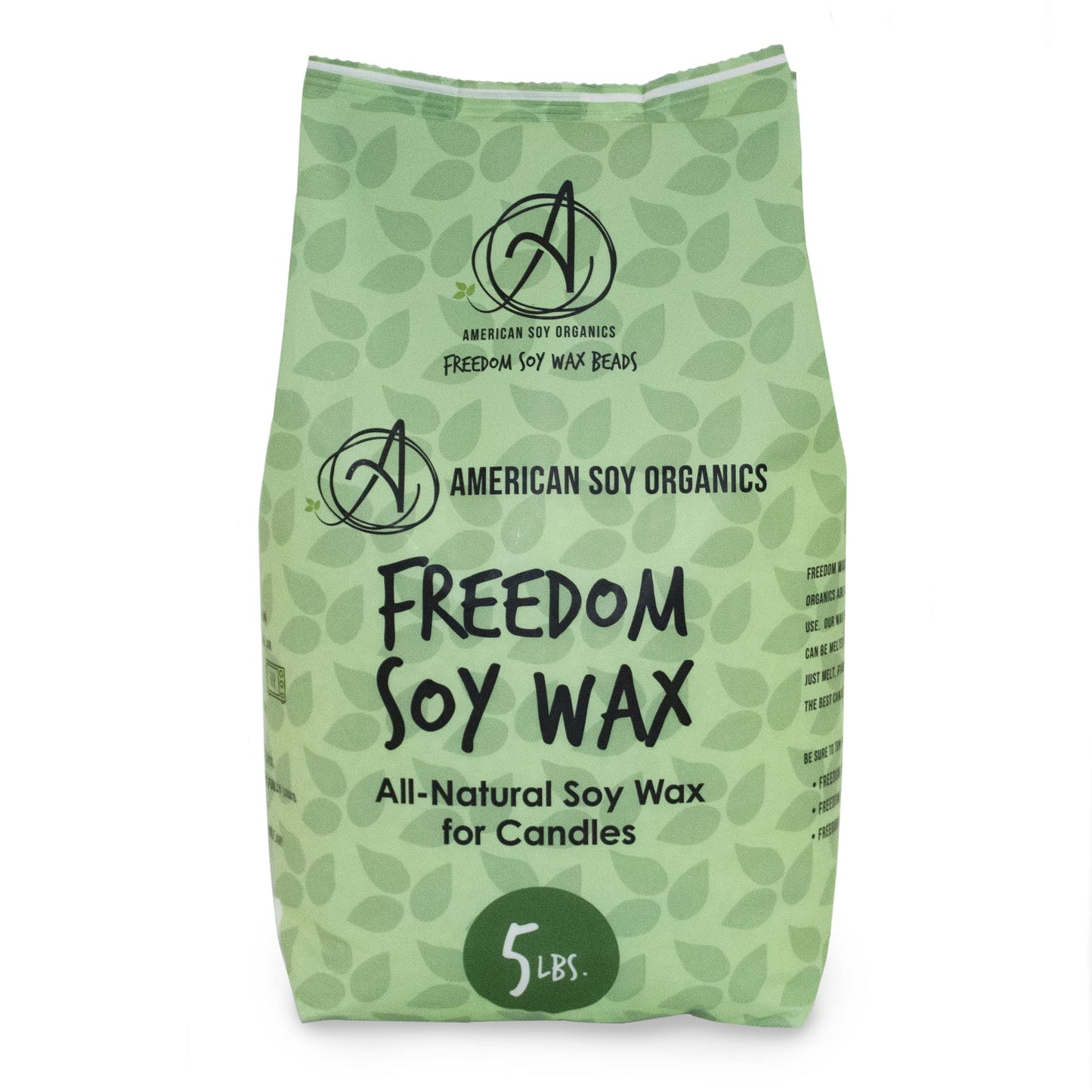 American Soy Organics Freedom Soy Wax Beads for Candle Making - Natural Candle Making Supplies - Paraffin-Free, Beeswax-Free Candle Wax for Container Candles, Tealights and Wax Melts, 10 lbs