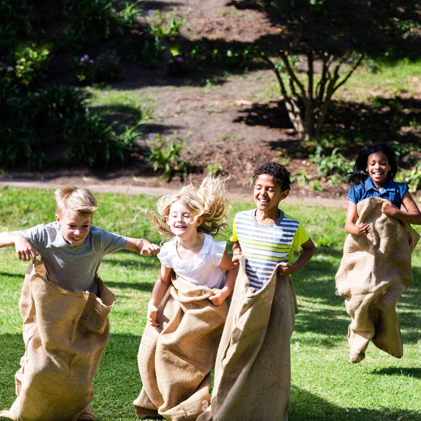 8 Pack Burlap Potato Sack Race Bags, 24"x40" Outdoor Lawn Games for Kids & Adults, Outside yard games for Birthday Party, Field Day Family Reunion, Carnival, Easter, Halloween, 4th of July