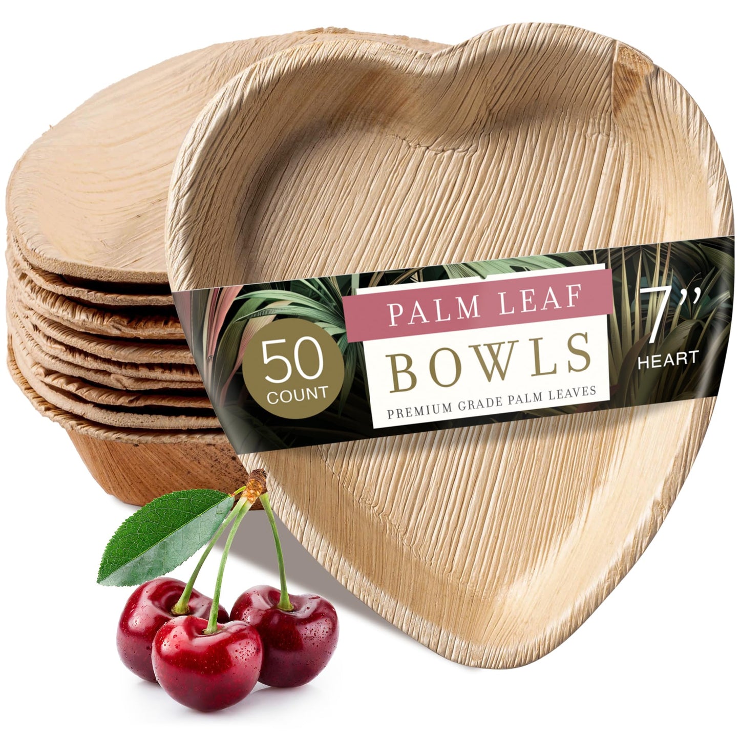 Brheez Bamboo-Style Palm Leaf Plates | Biodegradable Pack of 25