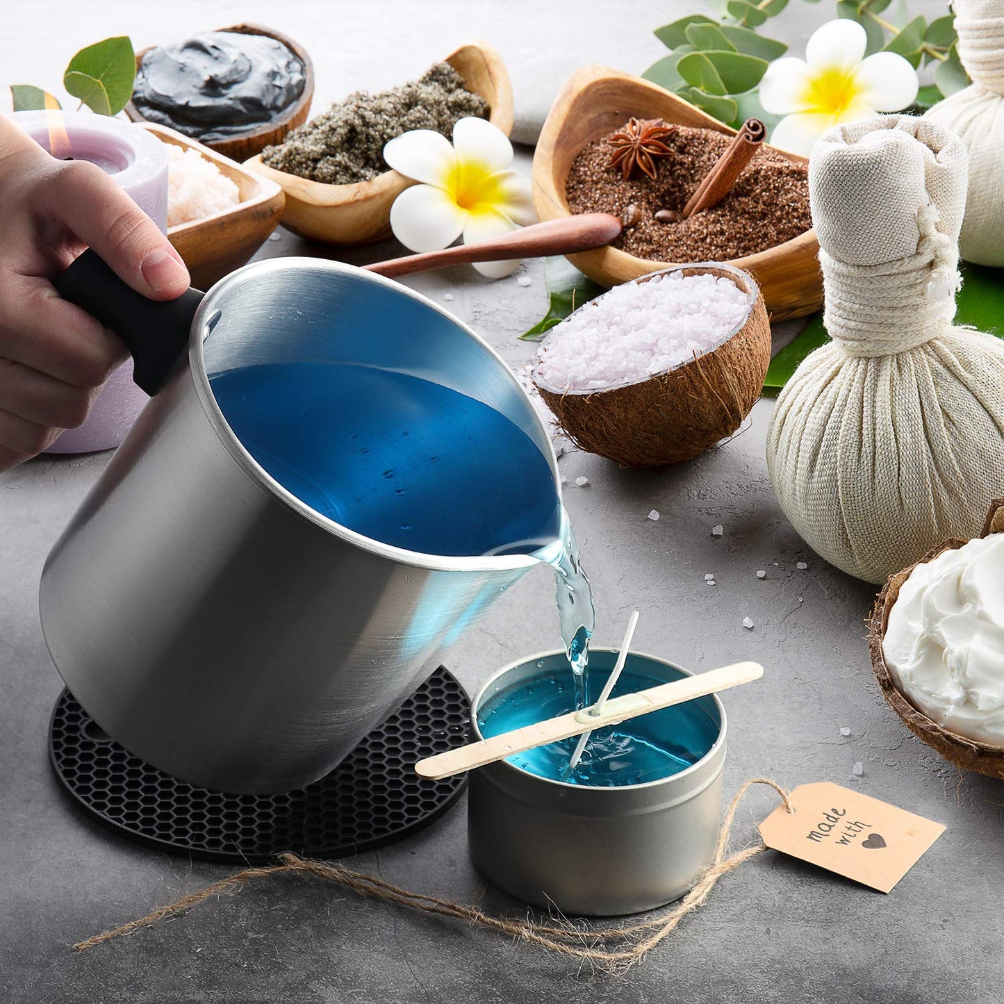 Hearth & Harbor Electric Wax Melter for Candle Making, Small 16oz Candle Wax Melting Pot, Non-Stick Candle Wax Melter for Candle Making, Candle Maker Machine - Fast, Easy, & Clean Candle Melting Pot