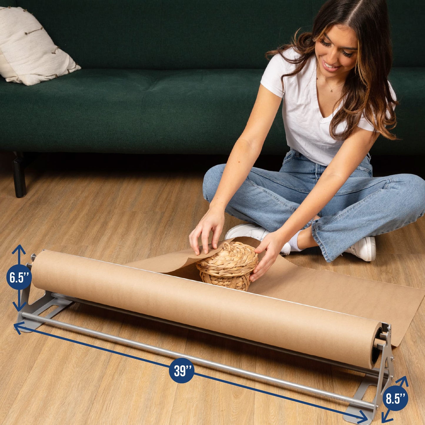 DIY Crew 12 Inch Paper Roll Dispenser and Cutter - Heavy-Duty Wall Mountable, Non Slip Tabletop - Kraft, Freezer, Butcher Paper - Up to 1000ft Rolls