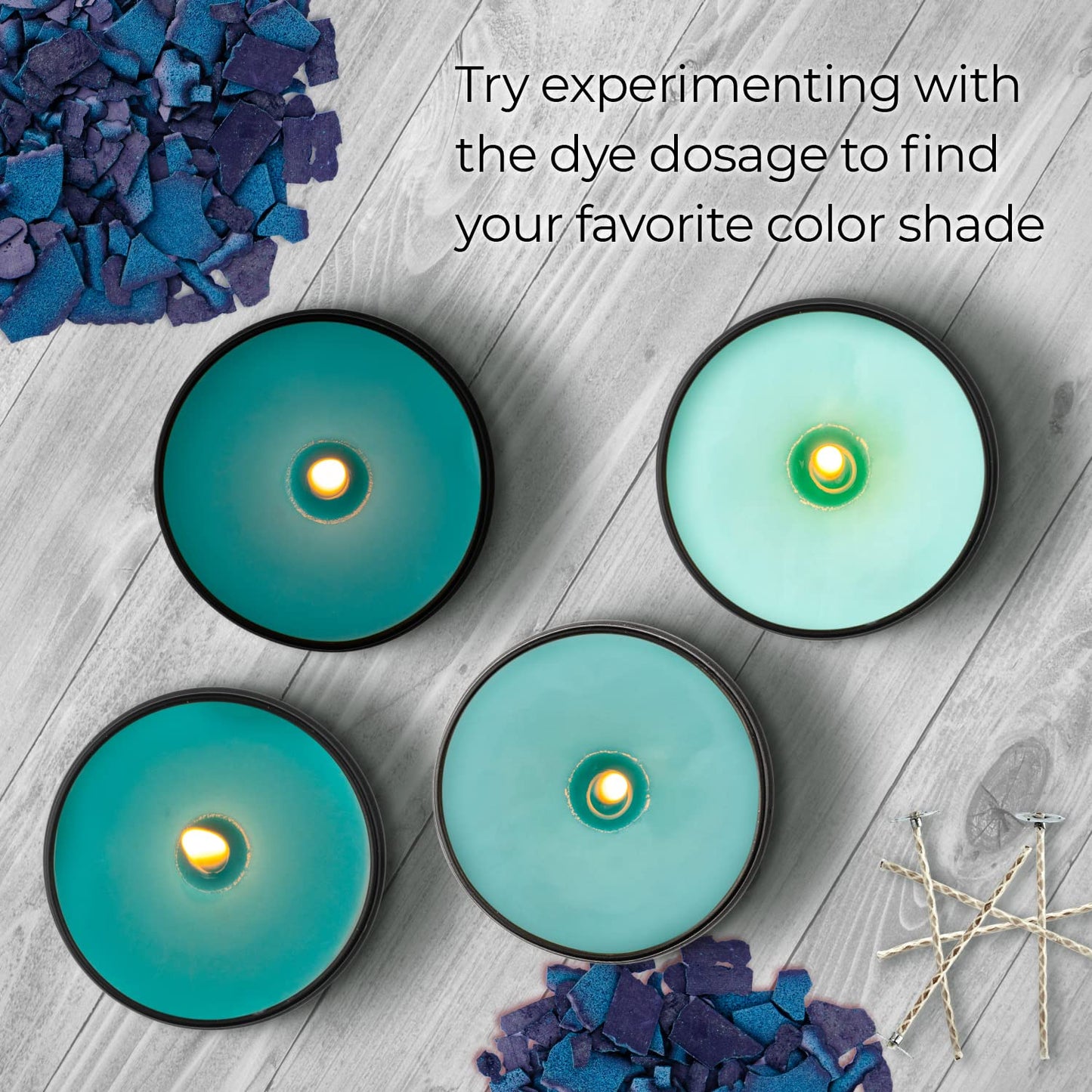 Candle Dyes for Soy Candle Making - Wax Сolor Dye Color Chips for Soy Wax - 16 Popular Colors Wax Dye Flakes