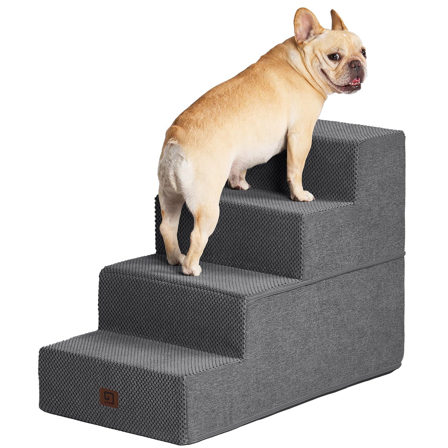 EHEYCIGA Dog Stairs for Bed 18”H, 4-Step Dog Steps for High Bed, Pet Steps for Small Dogs and Cats, Non-Slip Balanced Pet Ramp Indoor, Grey