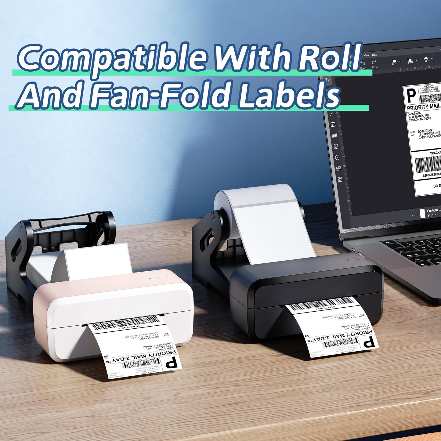Label Holder, Thermal Label Holder for Rolls and Fan-Fold 4x6 Labels, Shipping Desktop Label Printer Accessory Supplies for Home, Office Sticker Dispenser for Holographic (Black)