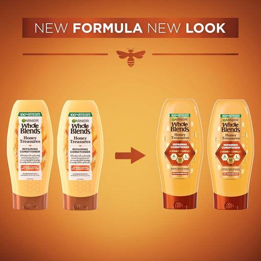 Garnier Whole Blends Honey Treasures Repairing Conditioner | Dry & Damaged Hair 22 fl oz (2-Pack)