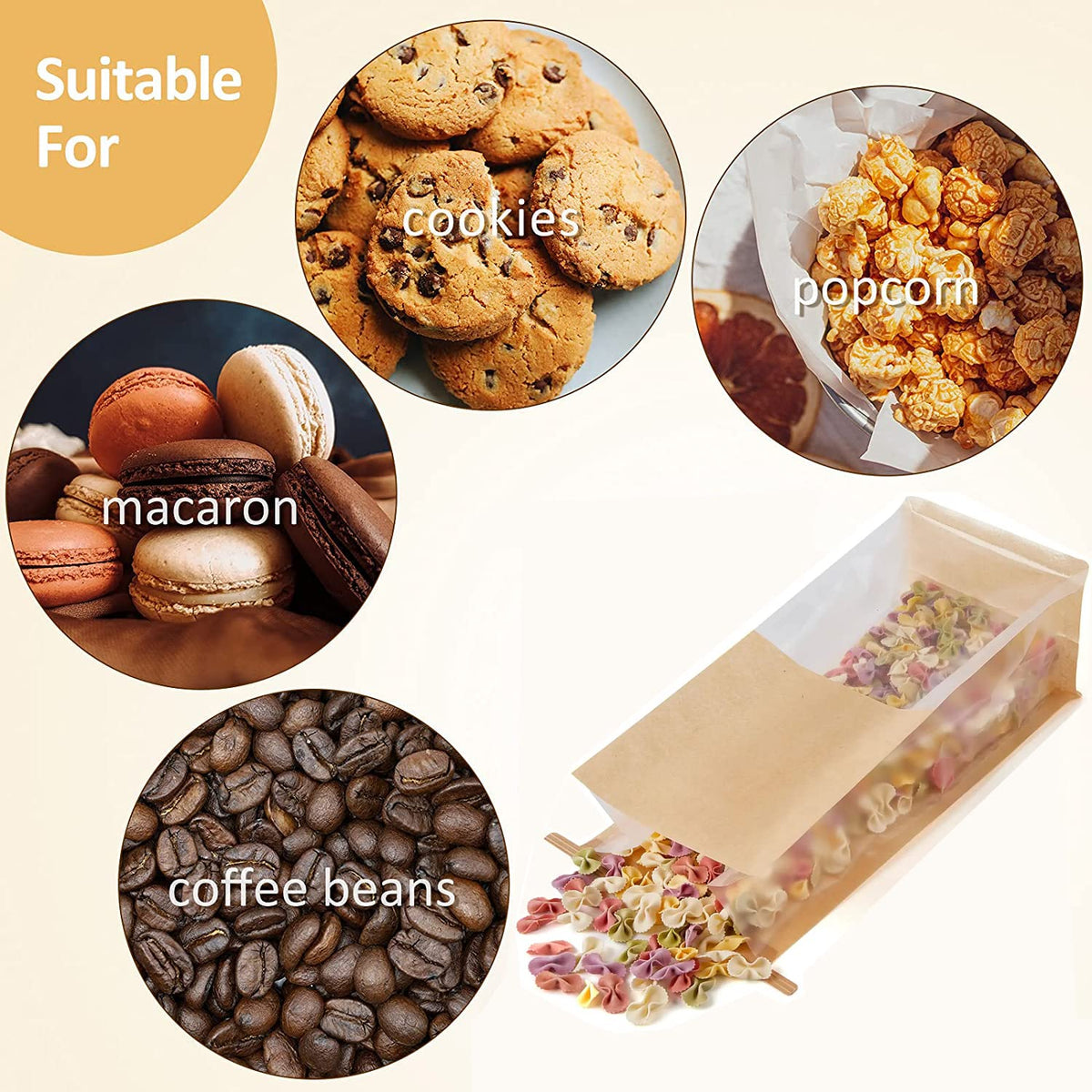 Eco Bakery Bread Bags with Window | 50-Pack Kraft Paper 5.1″ × 4.3″ × 11″
