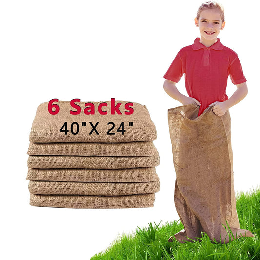 8 Pack Burlap Potato Sack Race Bags, 24"x40" Outdoor Lawn Games for Kids & Adults, Outside yard games for Birthday Party, Field Day Family Reunion, Carnival, Easter, Halloween, 4th of July