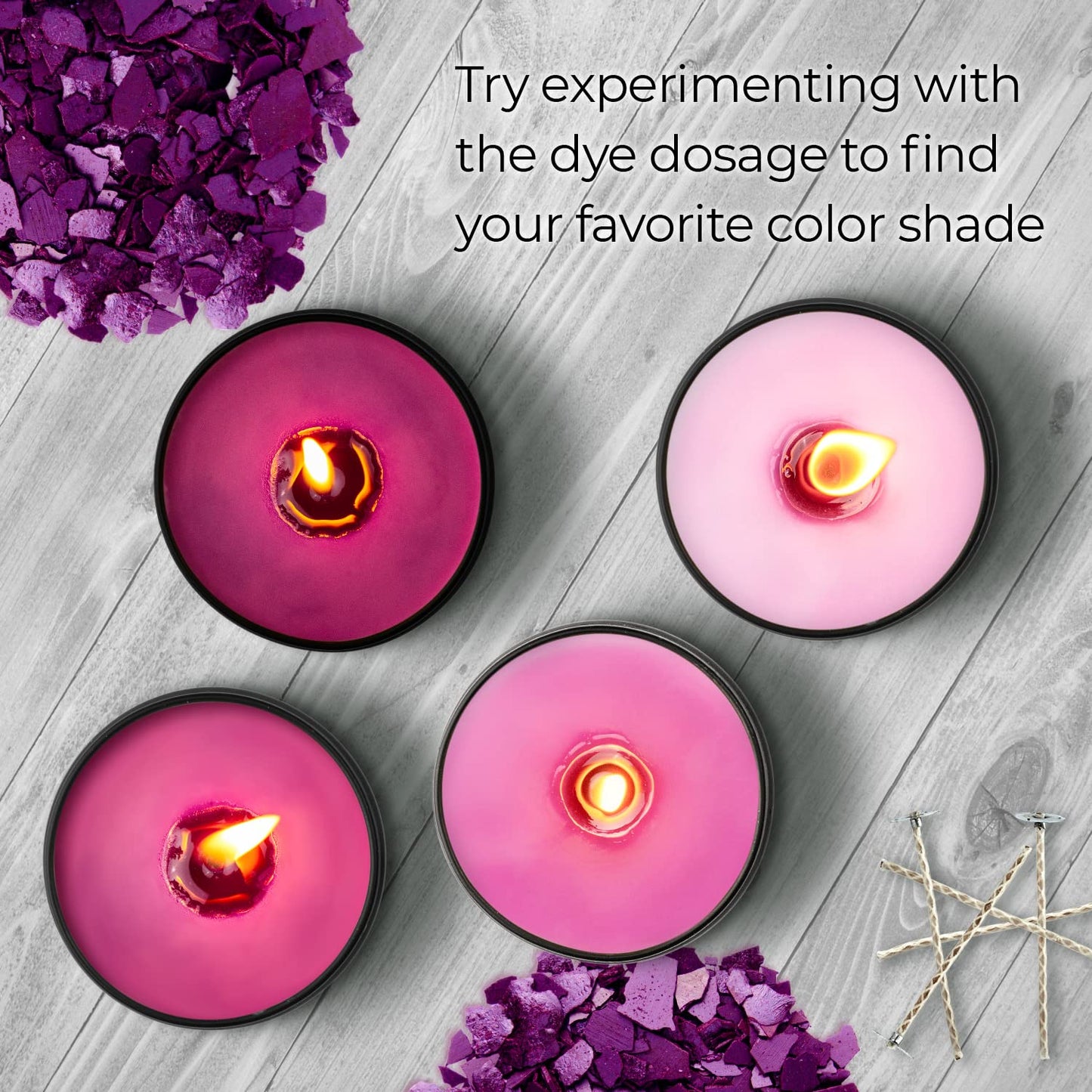 Candle Dyes for Soy Candle Making - Wax Сolor Dye Color Chips for Soy Wax - 16 Popular Colors Wax Dye Flakes