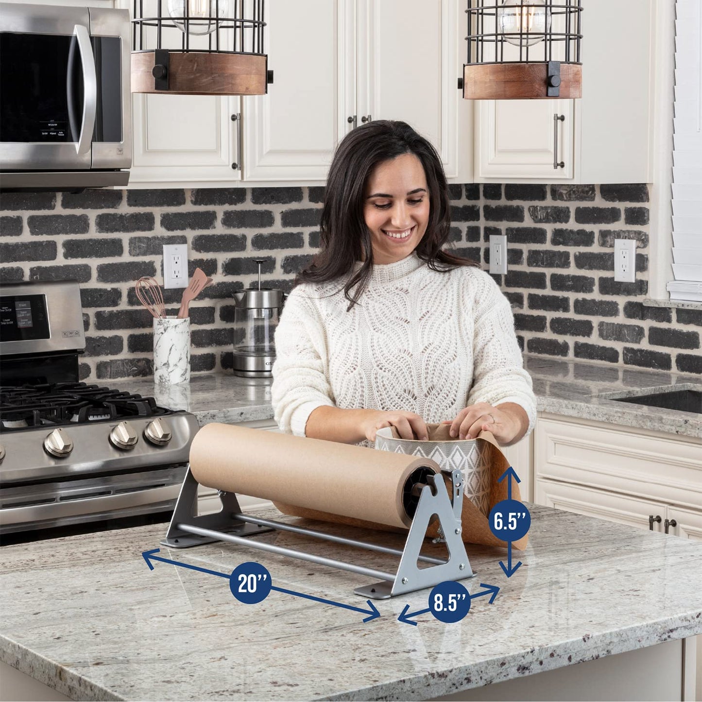 DIY Crew 12 Inch Paper Roll Dispenser and Cutter - Heavy-Duty Wall Mountable, Non Slip Tabletop - Kraft, Freezer, Butcher Paper - Up to 1000ft Rolls