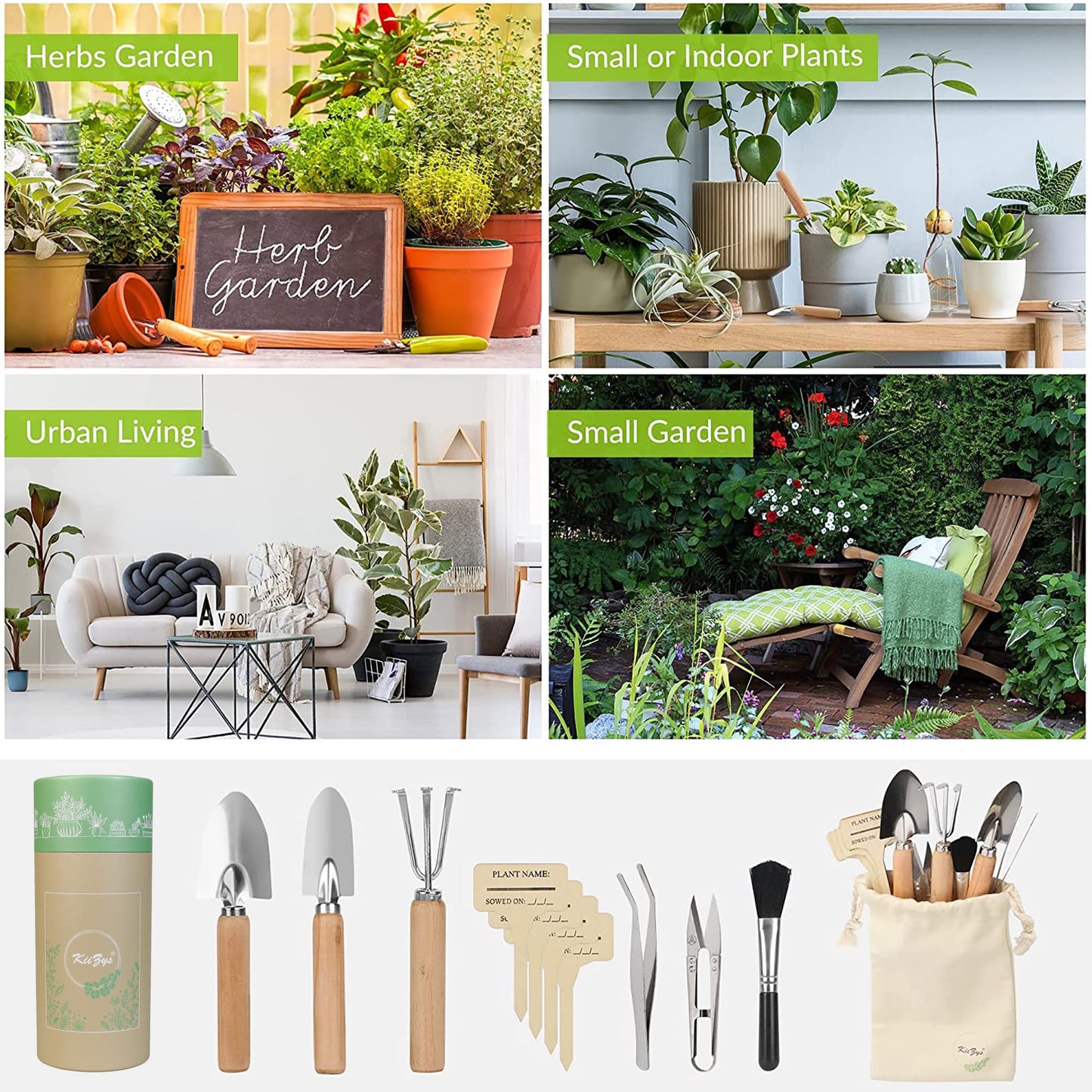 Indoor Garden Tools for Gardening - KiiZYS 12-Piece Small Garden Tools Set - Indoor Gardening Gifts for Women - Mini Gardening Hand Tools Indoor Plant Tools