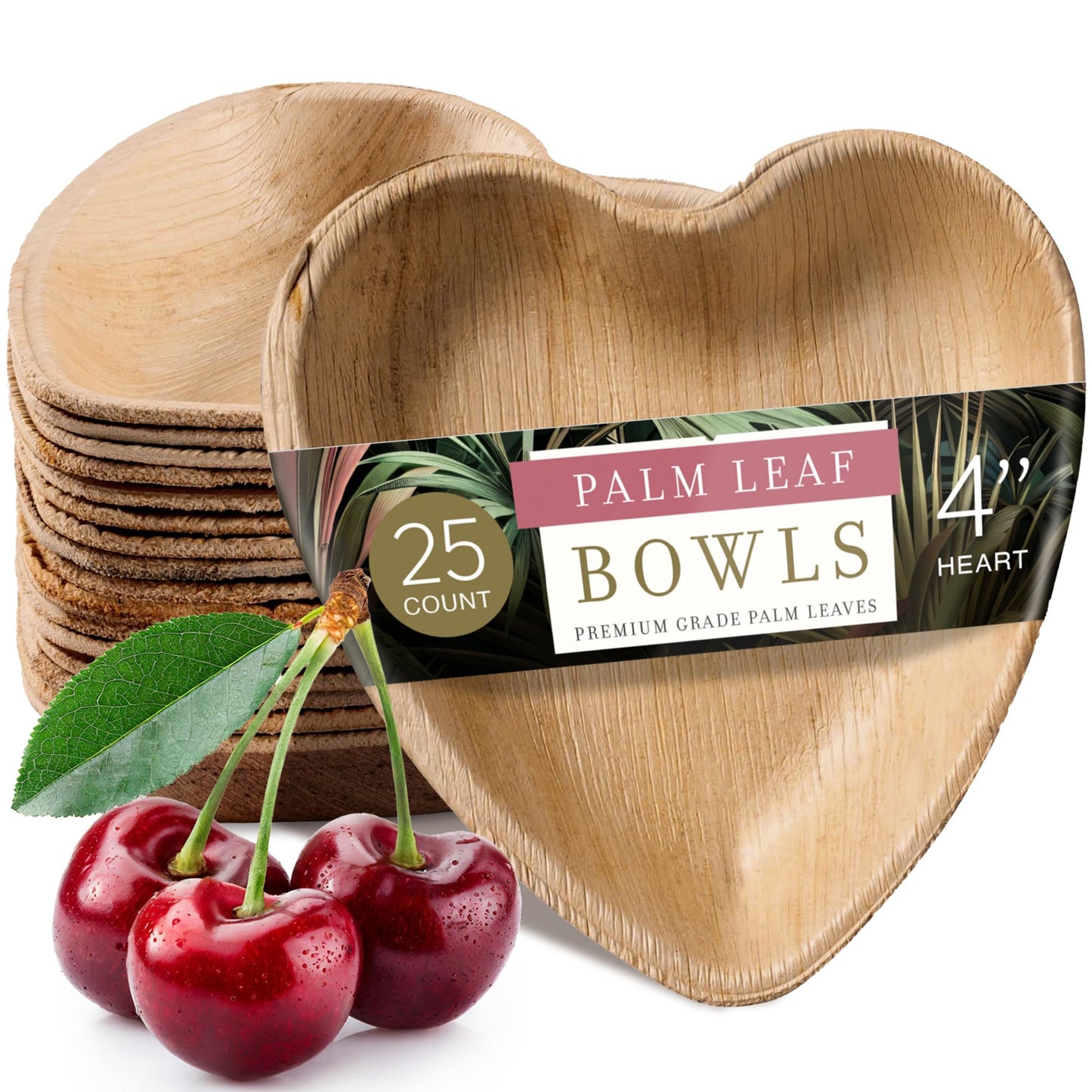 Brheez Bamboo-Style Palm Leaf Plates | Biodegradable Pack of 25