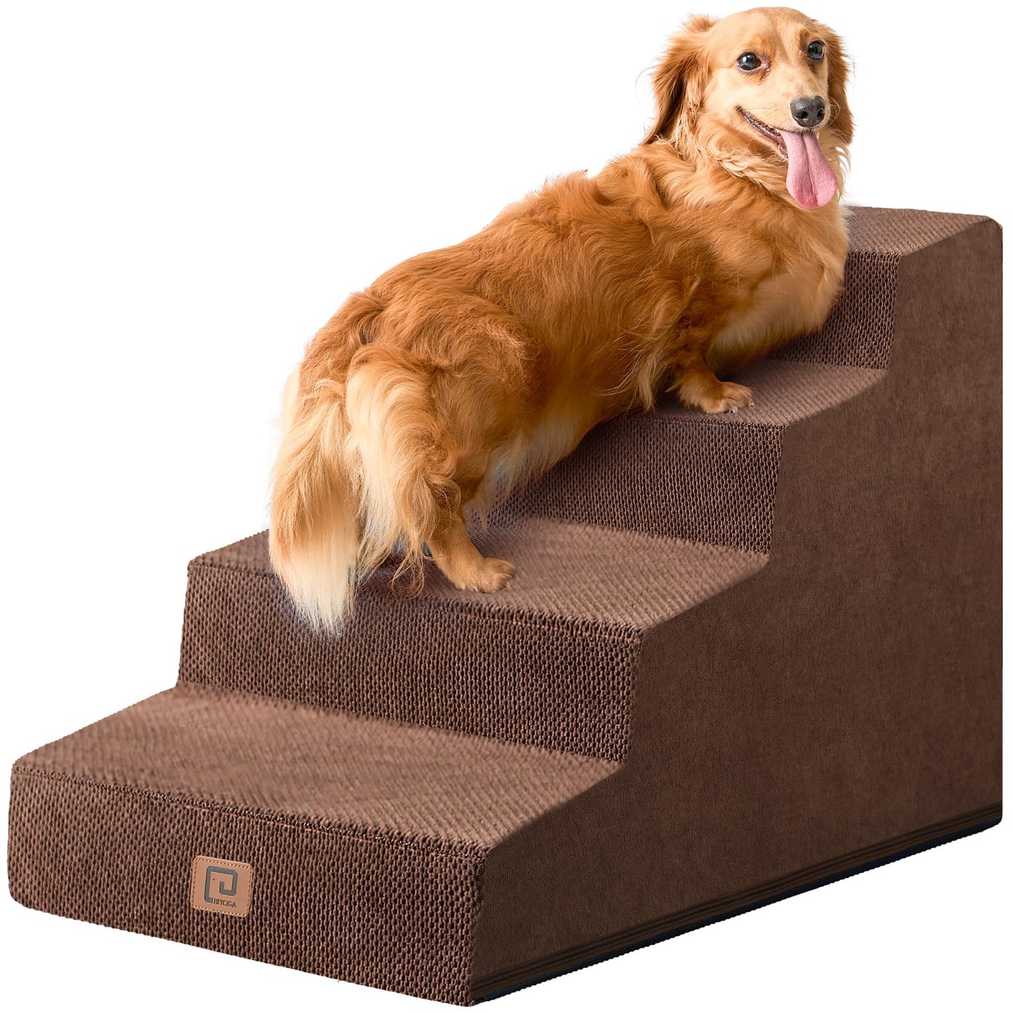 EHEYCIGA Dog Stairs for Bed 18”H, 4-Step Dog Steps for High Bed, Pet Steps for Small Dogs and Cats, Non-Slip Balanced Pet Ramp Indoor, Grey