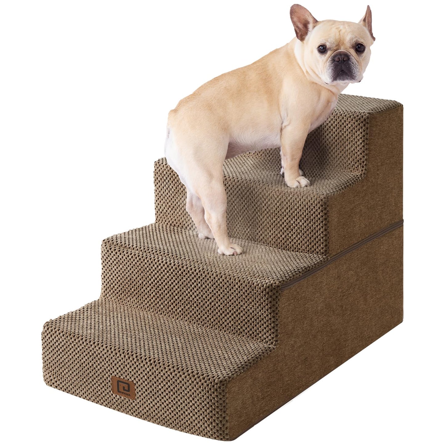 EHEYCIGA Dog Stairs for Bed 18”H, 4-Step Dog Steps for High Bed, Pet Steps for Small Dogs and Cats, Non-Slip Balanced Pet Ramp Indoor, Grey
