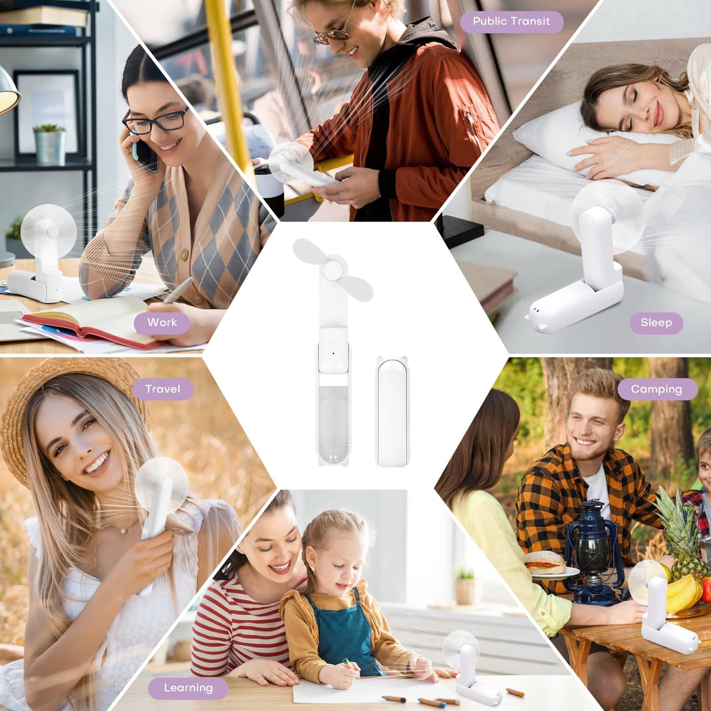 OHLGT Mini Ventilador Portátil: Silencioso, Recargable y Power Bank (9-15h)