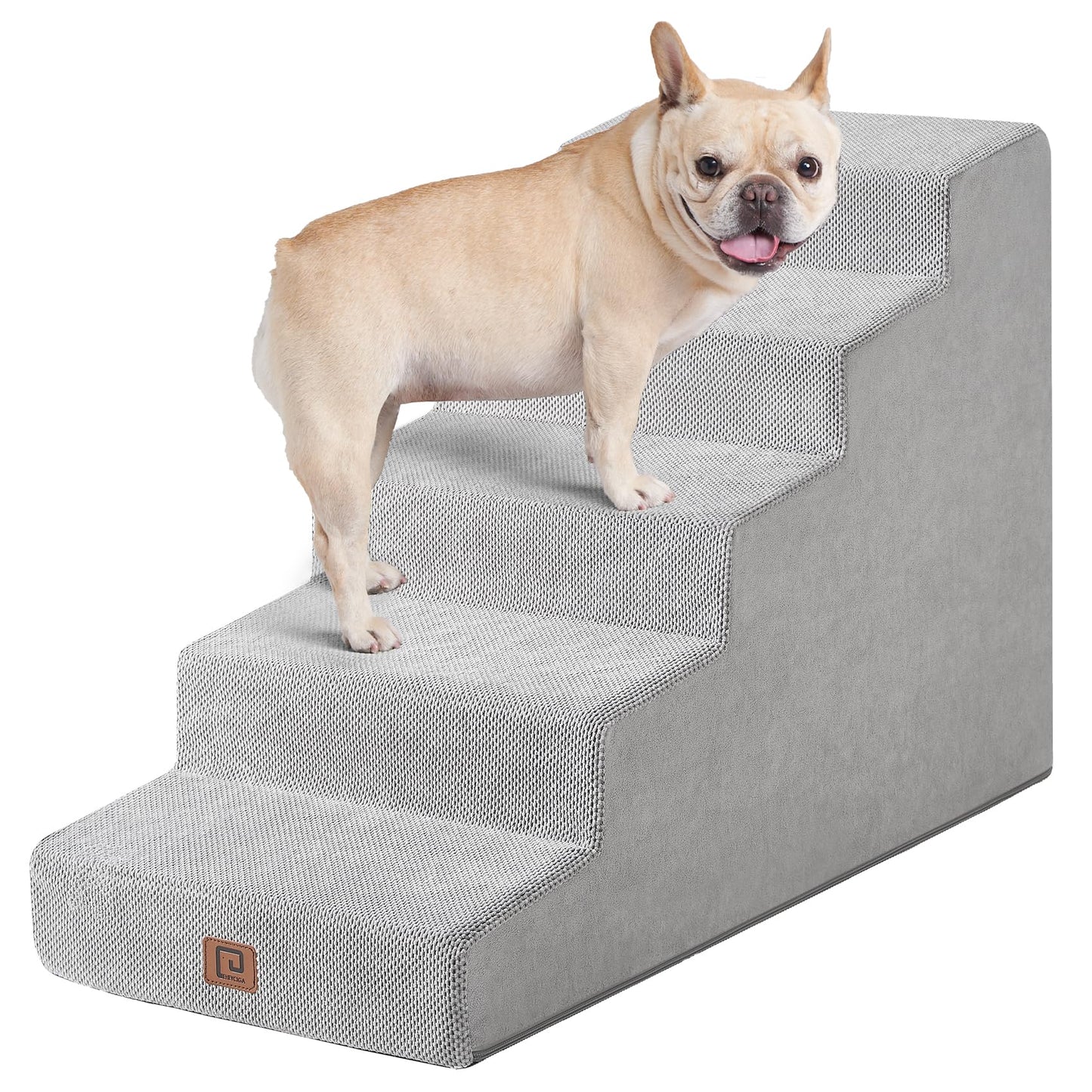 EHEYCIGA Dog Stairs for Bed 18”H, 4-Step Dog Steps for High Bed, Pet Steps for Small Dogs and Cats, Non-Slip Balanced Pet Ramp Indoor, Grey