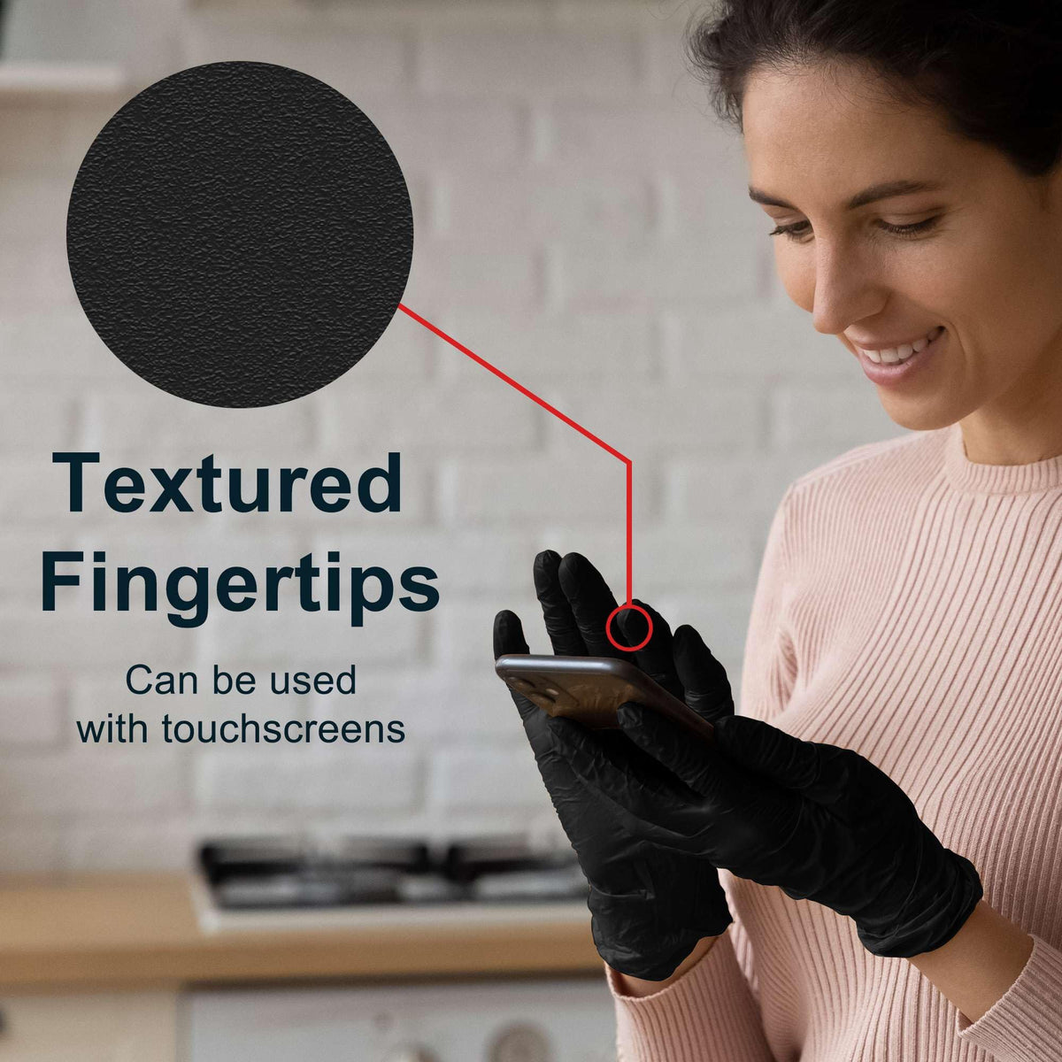 FifthPulse Biodegradable Nitrile Gloves – 150 Count, Black, Latex-Free, Powder-Free