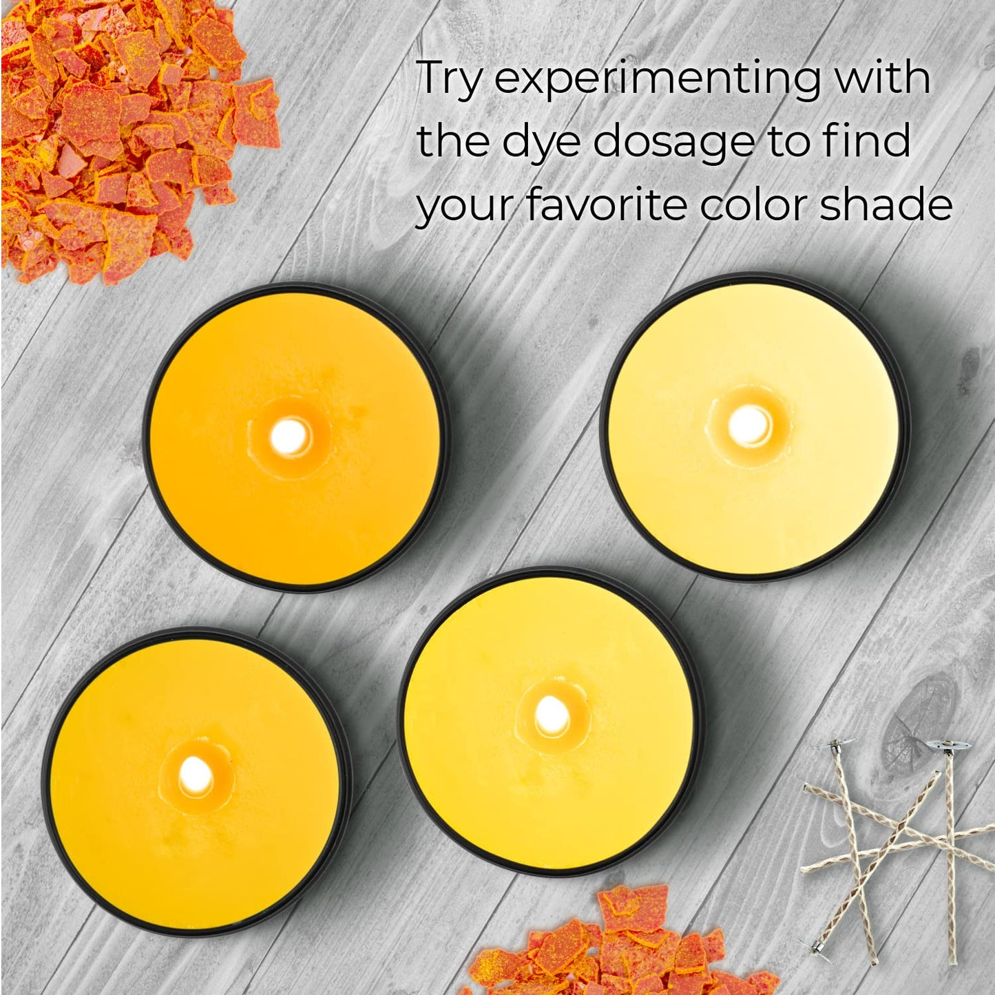 Candle Dyes for Soy Candle Making - Wax Сolor Dye Color Chips for Soy Wax - 16 Popular Colors Wax Dye Flakes