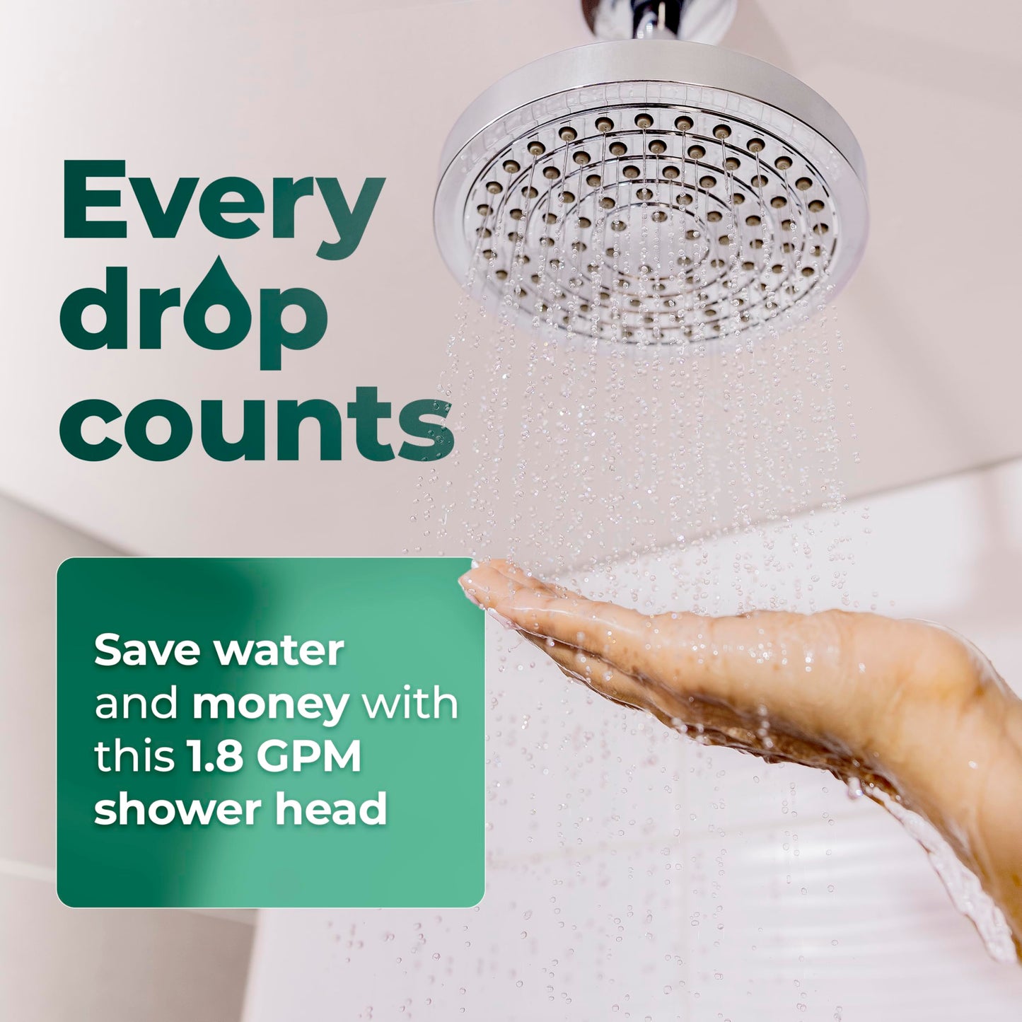 Winthorpe Eco-Friendly Shower Head – High Pressure Rainfall, Water Saving 1.8 GPM, Modern Design & Easy Installation