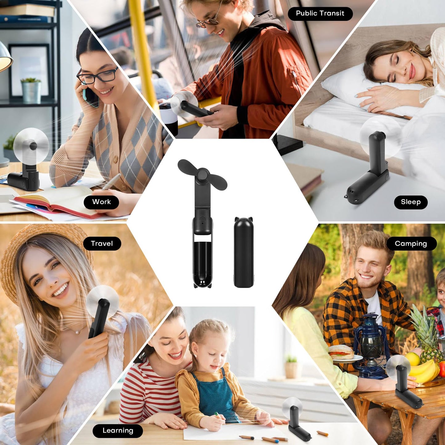 OHLGT Mini Ventilador Portátil: Silencioso, Recargable y Power Bank (9-15h)