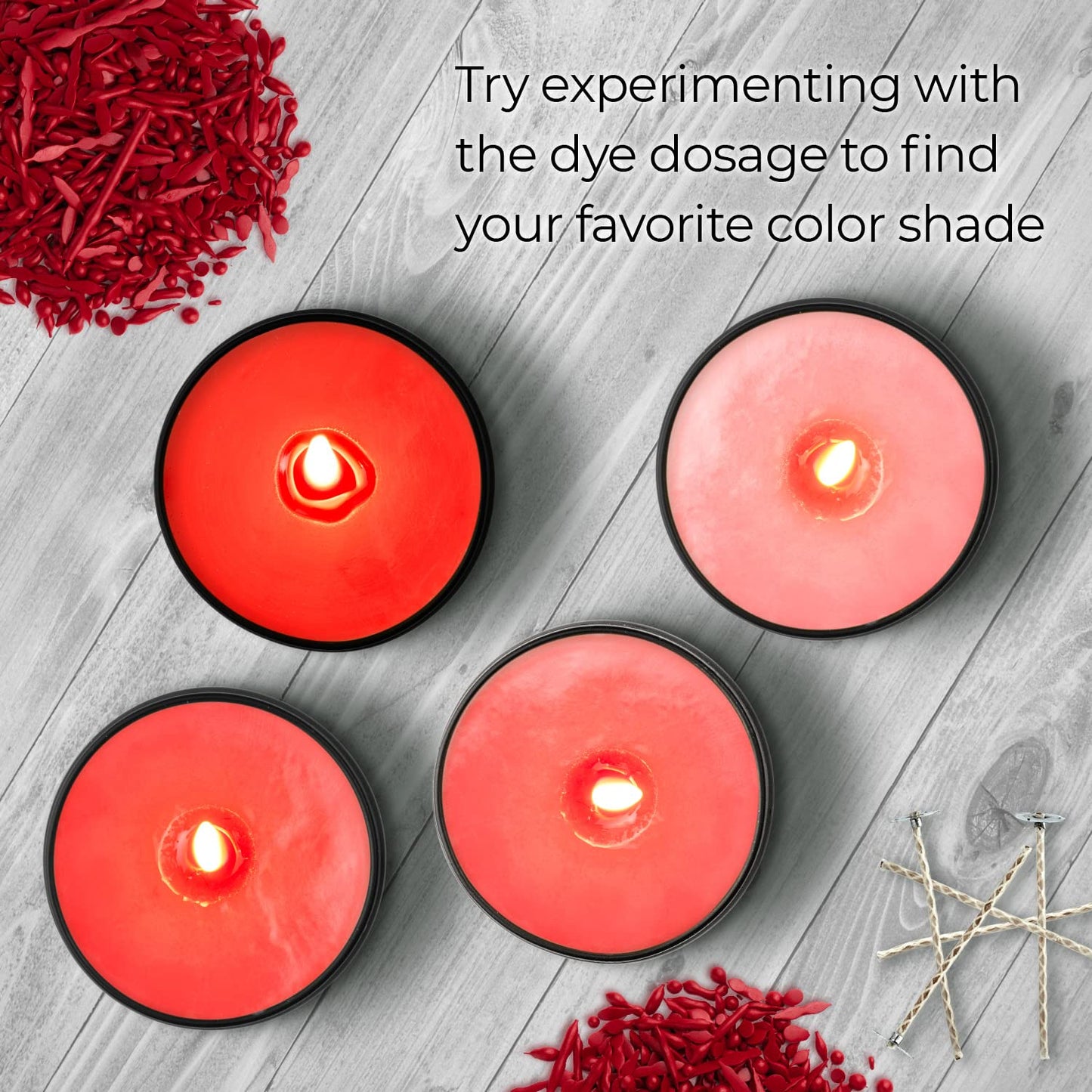 Candle Dyes for Soy Candle Making - Wax Сolor Dye Color Chips for Soy Wax - 16 Popular Colors Wax Dye Flakes