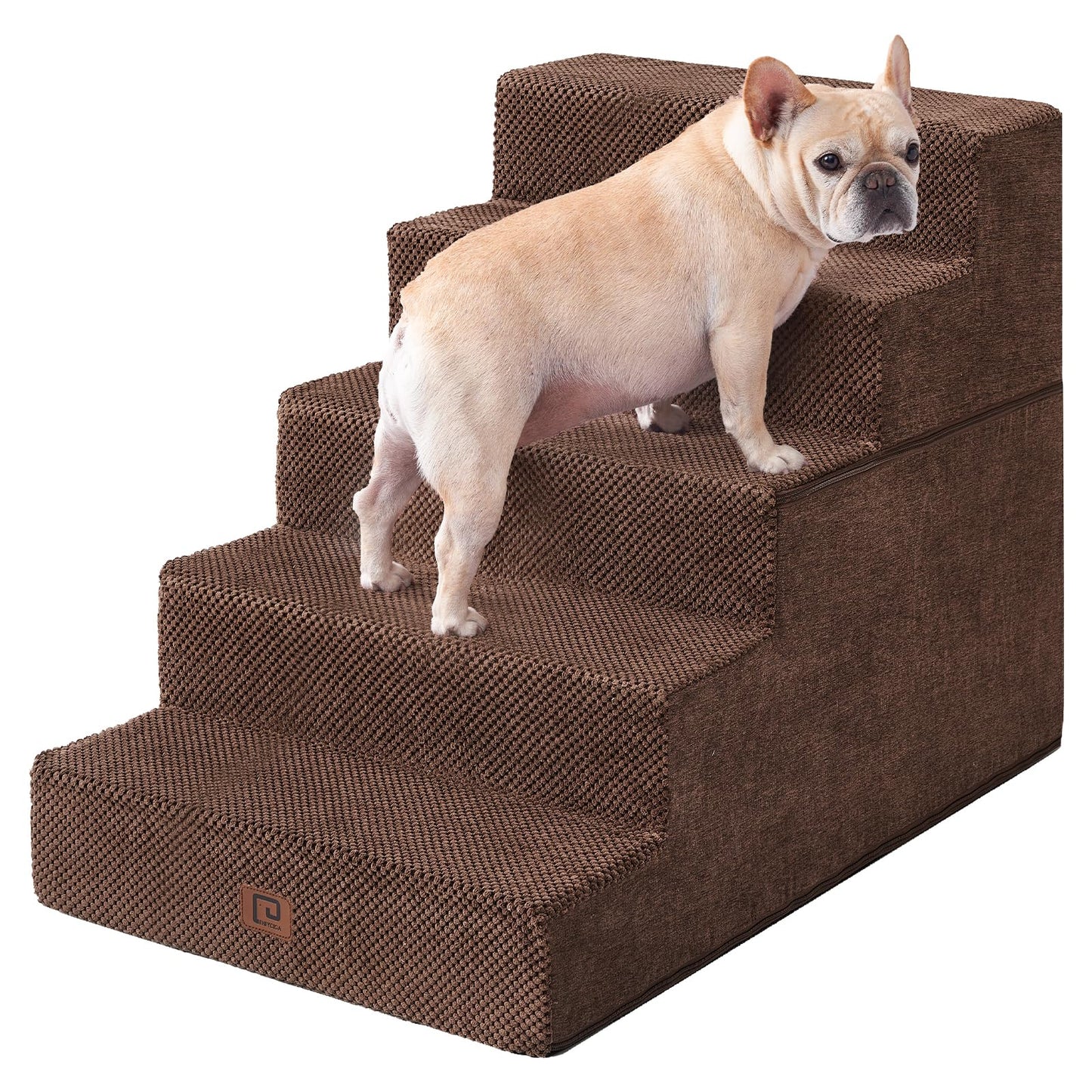 EHEYCIGA Dog Stairs for Bed 18”H, 4-Step Dog Steps for High Bed, Pet Steps for Small Dogs and Cats, Non-Slip Balanced Pet Ramp Indoor, Grey