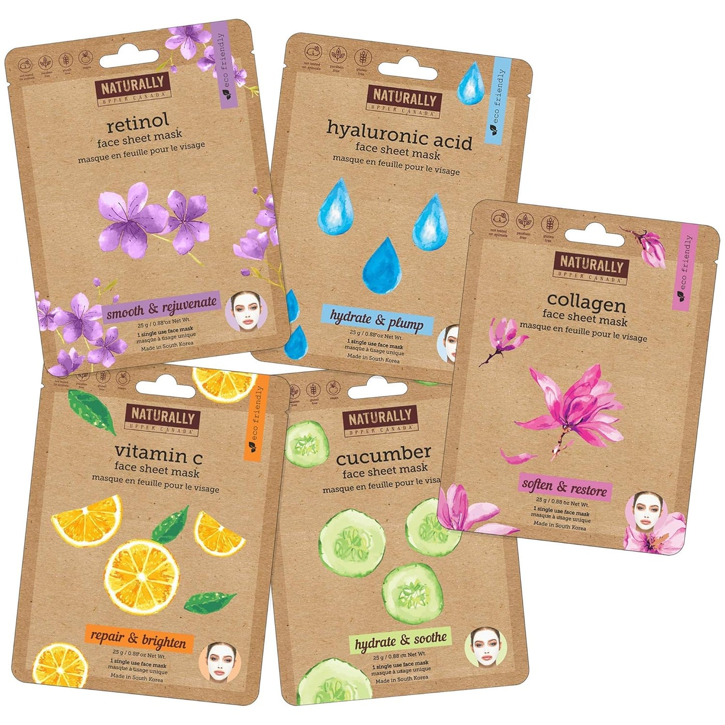 Naturally 30 Variety Pack Infused for Face 5 Sheet Masks, 1 Count
