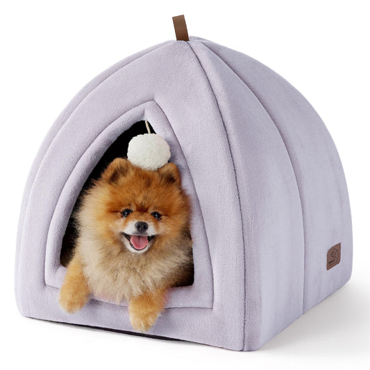 Bedsure 2-in-1 Cat Cave/Tent | 16″ Grey – Foldable Pet Bed for Small Cats & Pets