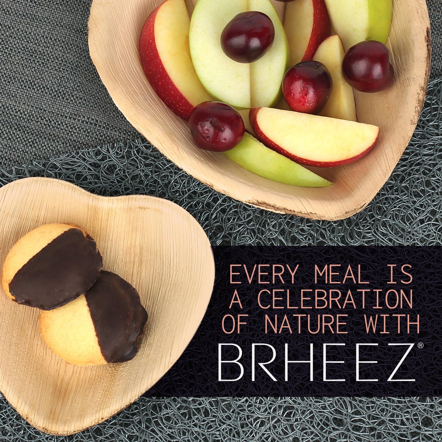 Brheez Bamboo-Style Palm Leaf Plates | Biodegradable Pack of 25
