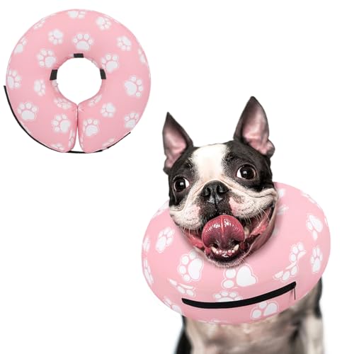 Supet Inflatable Dog Cone Collar Alternative After Surgery, Doggie Neck Donut Collar Recovery ECollar, Soft Dog Cone for Small Medium Large Dogs