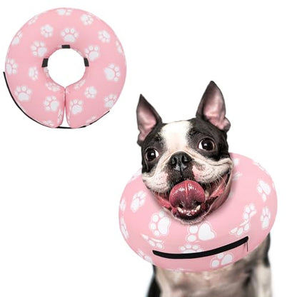 Supet Inflatable Dog Cone Collar Alternative After Surgery, Doggie Neck Donut Collar Recovery ECollar, Soft Dog Cone for Small Medium Large Dogs