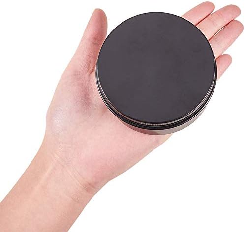 6 oz 12 Packs Black Round Aluminum Tin Cans Screw Top Metal Steel Tins Empty Slip Slide Cosmetic Sample Containers Storage Organization for Salve Crafts Spice Candles