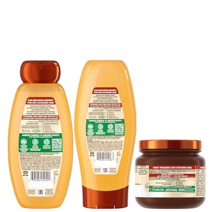 Garnier Whole Blends Honey Treasures Repairing Shampoo, for Dry, Damaged Hair, 22 Fl Oz, 2 Count (Packaging May Vary)