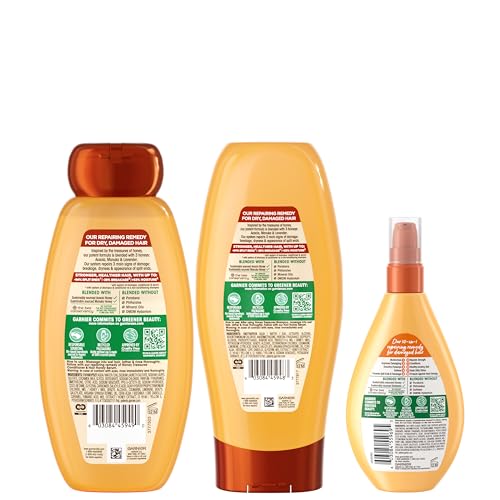 Garnier Whole Blends Honey Treasures Repairing Shampoo, for Dry, Damaged Hair, 22 Fl Oz, 2 Count (Packaging May Vary)