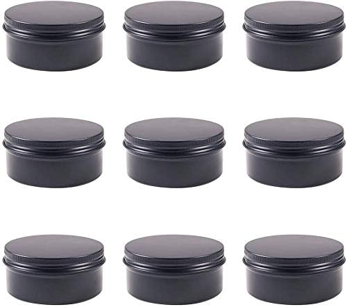 6 oz 12 Packs Black Round Aluminum Tin Cans Screw Top Metal Steel Tins Empty Slip Slide Cosmetic Sample Containers Storage Organization for Salve Crafts Spice Candles
