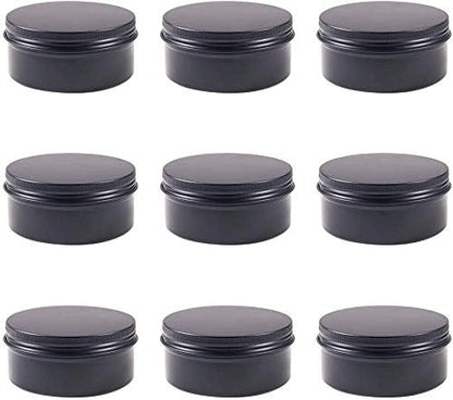 6 oz 12 Packs Black Round Aluminum Tin Cans Screw Top Metal Steel Tins Empty Slip Slide Cosmetic Sample Containers Storage Organization for Salve Crafts Spice Candles