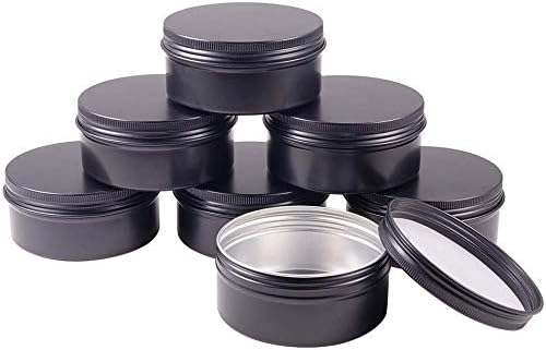 6 oz 12 Packs Black Round Aluminum Tin Cans Screw Top Metal Steel Tins Empty Slip Slide Cosmetic Sample Containers Storage Organization for Salve Crafts Spice Candles