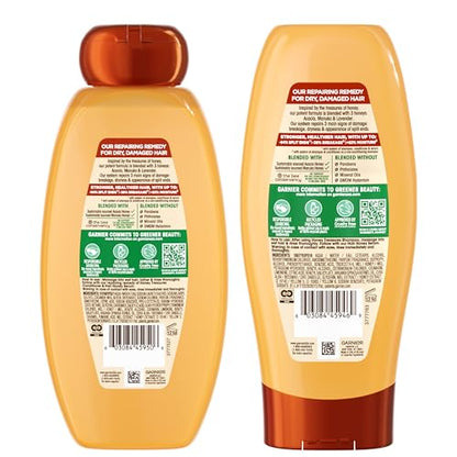 Garnier Whole Blends Honey Treasures Repairing Shampoo, for Dry, Damaged Hair, 22 Fl Oz, 2 Count (Packaging May Vary)