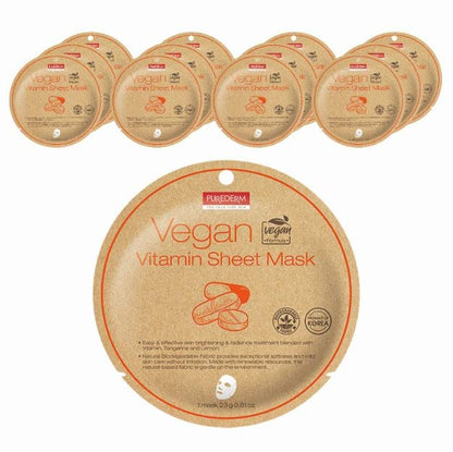 Purederm Vegan Aloe Sheet Masks (12 Packs) – Facial Sheet Mask for Soothing & Hydrating Treatment