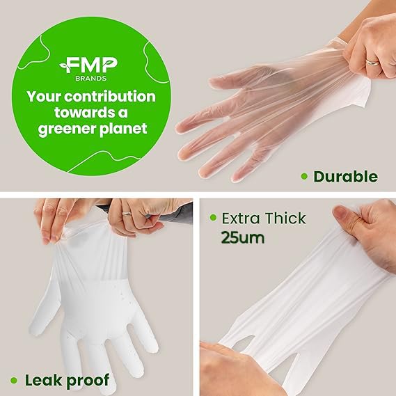 Fit Meal Prep 100/200/600/2000 Pack Compostable Food Prep Gloves Biodegradable Gloves, Cooking Gloves Food Safe Gloves