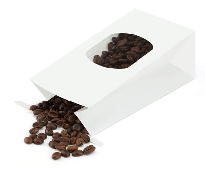 BagDream Bakery Bags with Window Small Kraft Paper Bags 100Pcs 3.54x2.36x6.7 Inches Tin Tie Tab Lock Bags Brown Window Bags Cookie Bags Coffee Bags Treat Bags