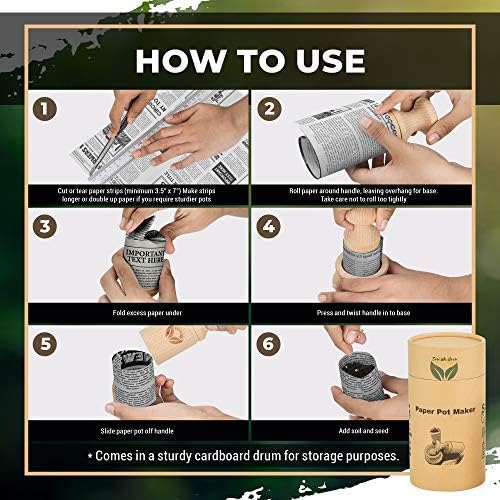 PAPER POT MAKER WOODEN HAND-TOOL- Craft an unlimited supply of biodegradable seedling pots for the garden with this easy to use DIY tool. Makes 1 & 3/4 inch seed starter pots, includes 20 plant labels