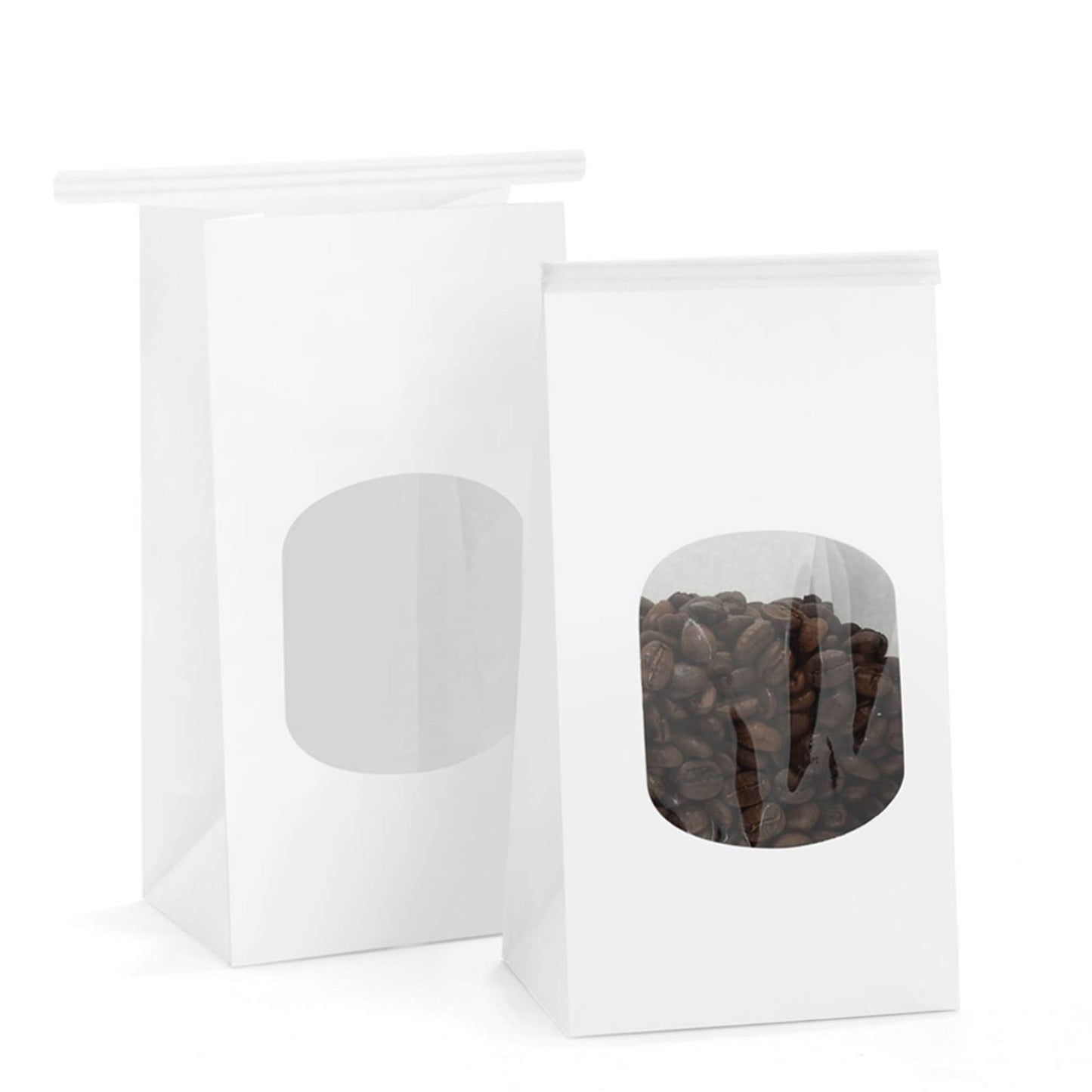 BagDream Bakery Bags with Window Small Kraft Paper Bags 100Pcs 3.54x2.36x6.7 Inches Tin Tie Tab Lock Bags Brown Window Bags Cookie Bags Coffee Bags Treat Bags