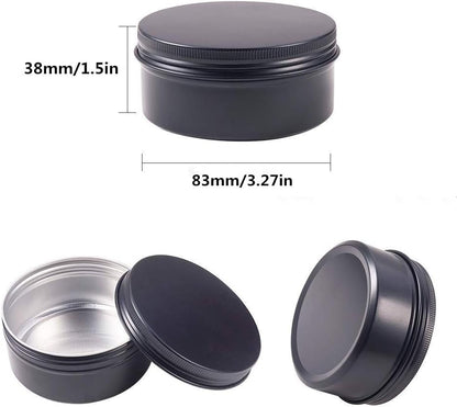 6 oz 12 Packs Black Round Aluminum Tin Cans Screw Top Metal Steel Tins Empty Slip Slide Cosmetic Sample Containers Storage Organization for Salve Crafts Spice Candles