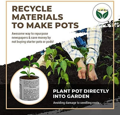 PAPER POT MAKER WOODEN HAND-TOOL- Craft an unlimited supply of biodegradable seedling pots for the garden with this easy to use DIY tool. Makes 1 & 3/4 inch seed starter pots, includes 20 plant labels