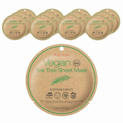 Purederm Vegan Aloe Sheet Masks (12 Packs) – Facial Sheet Mask for Soothing & Hydrating Treatment