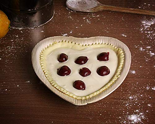 Waipur Platos Hoja de Palma Orgánicos - 25 Platos Desechables en Forma de Corazón - 10 cm - Vajilla Ecológica Premium, Estable, Natural y Biodegradable - Platos Cocktail Elegantes