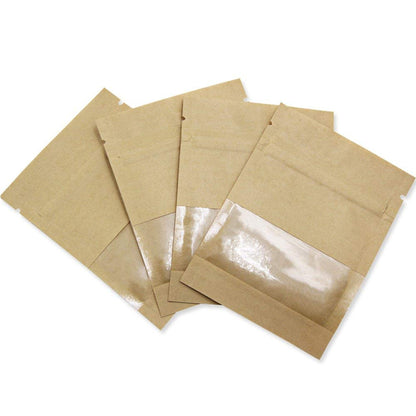 PABCK 100 Pack (Inner Size 2.36x2.36inch) Clear Window Airtight Seed Packets Brown Kraft