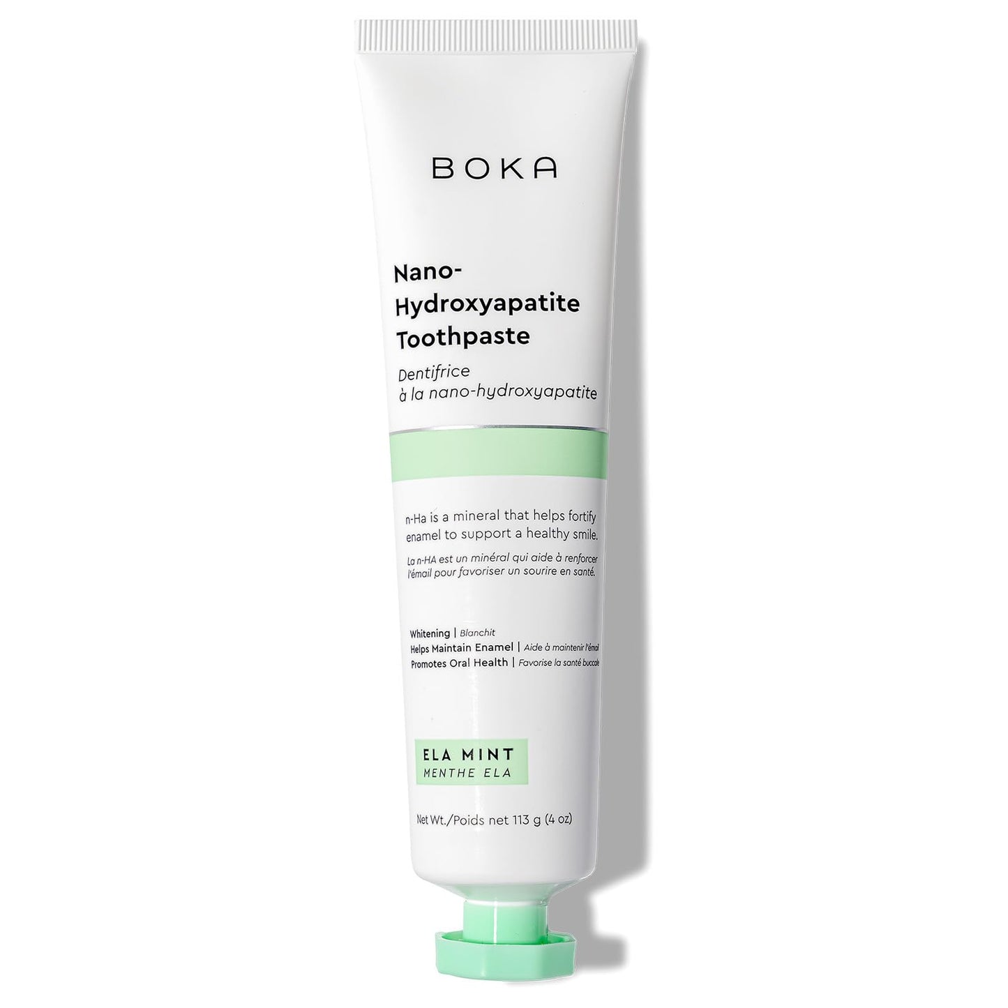 Boka Fluoride Free Toothpaste Nano Hydroxyapatite, Stocking Stuffers Remineralizing, Whitening - Dentist Recommended for Adult, Kids Oral Care Ela Mint Flavor, 4 Fl Oz 1Pk US Manufactured