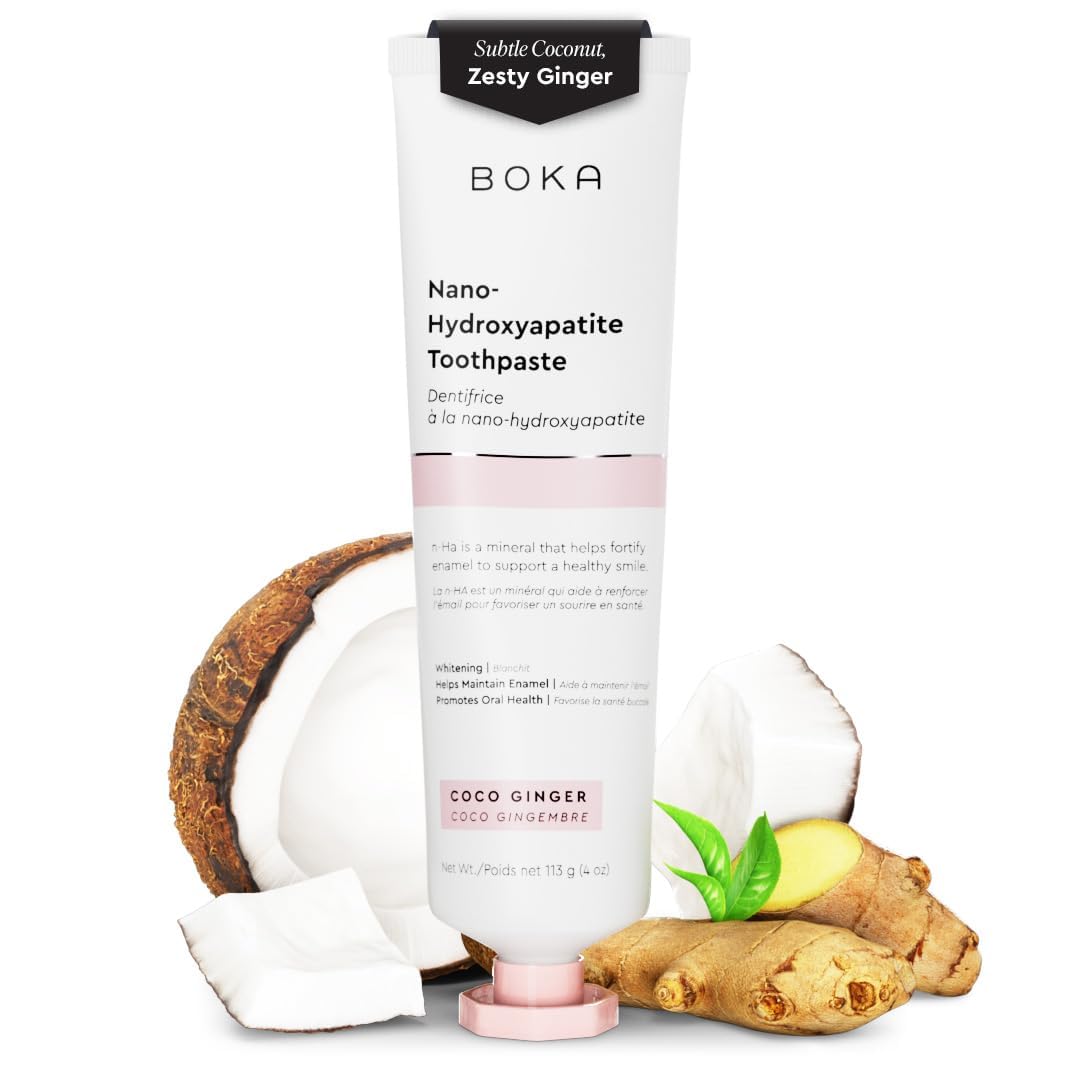 Boka Fluoride Free Toothpaste Nano Hydroxyapatite, Stocking Stuffers Remineralizing, Whitening - Dentist Recommended for Adult, Kids Oral Care Ela Mint Flavor, 4 Fl Oz 1Pk US Manufactured